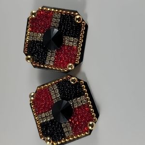 Vintage Rhinestone and bead 80s earrings